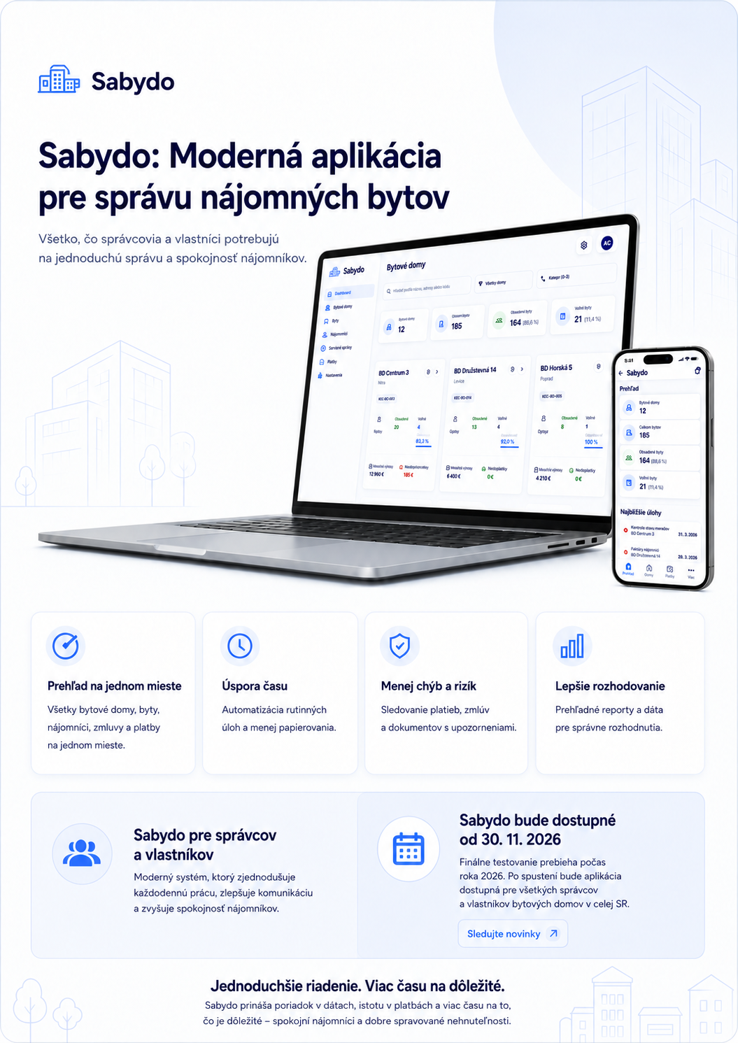 Sabydo – správa bytových domů na notebooku